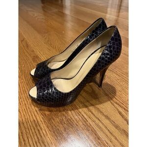 Giuseppe Zanotti Purple Snakeskin Peep Toe Platform Heels Size 38